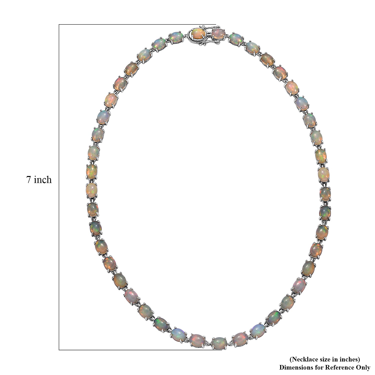 Premium Ethiopian Welo Opal 38.00 ctw Necklace in Rhodium Over Sterling Silver 18 Inches