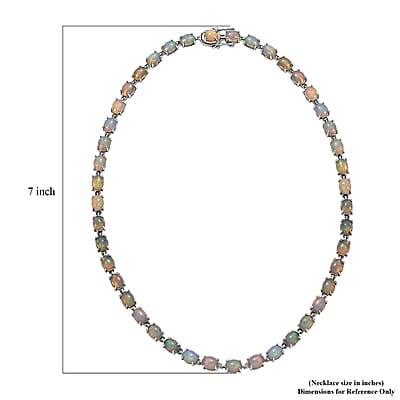 Premium Ethiopian Welo Opal 38.00 ctw Necklace in Rhodium Over Sterling Silver 18 Inches