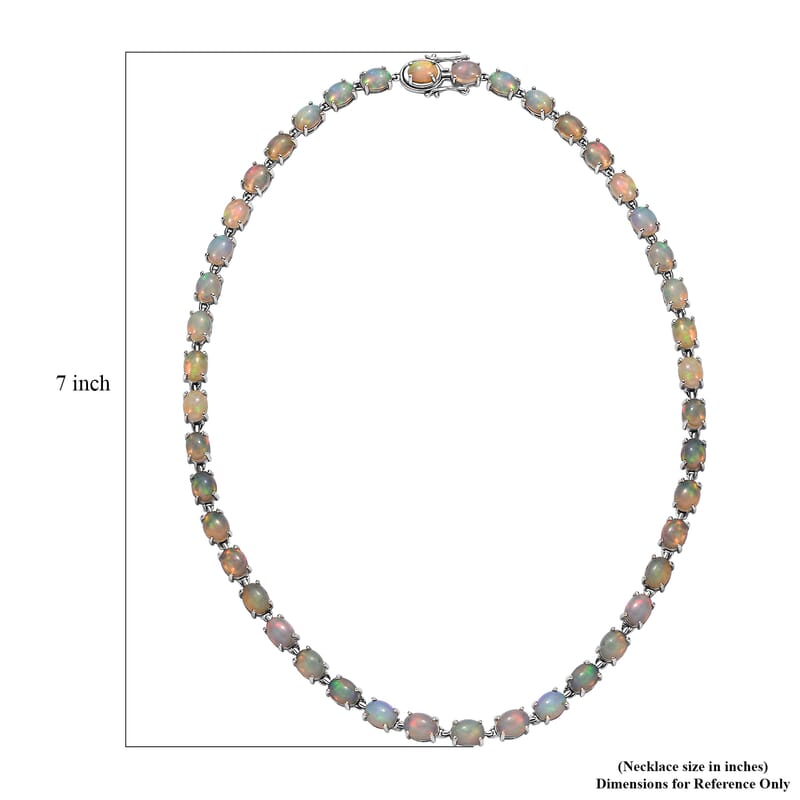 Premium Ethiopian Welo Opal 38.00 ctw Necklace in Rhodium Over Sterling Silver 18 Inches