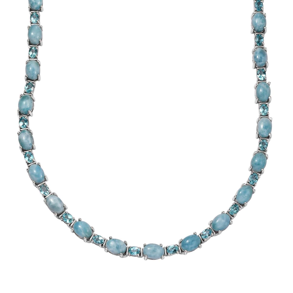 Doorbuster Larimar and Betroka Blue Apatite 39.15 ctw Necklace in Rhodium Over Sterling Silver 18 Inches image number 0