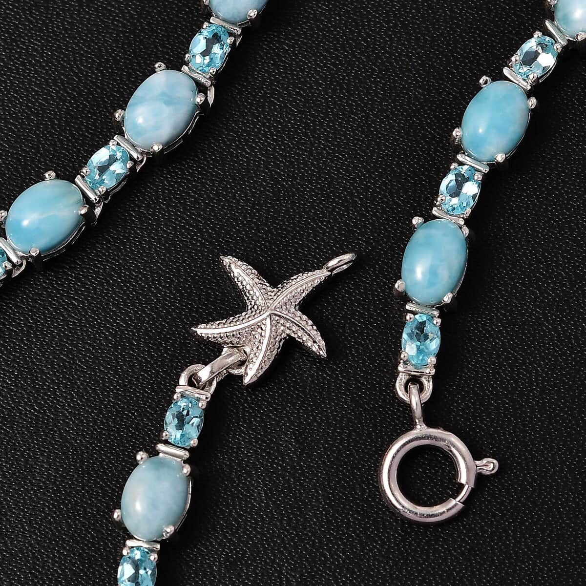 Doorbuster Larimar and Betroka Blue Apatite 39.15 ctw Necklace in Rhodium Over Sterling Silver 18 Inches image number 1