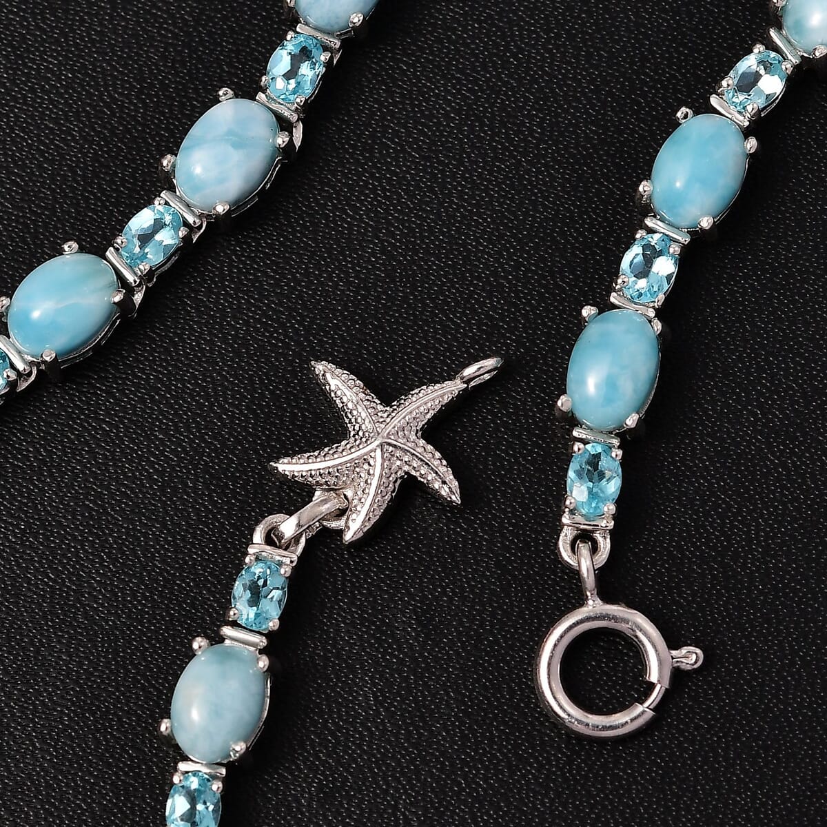 Starfish Necklace with Larimar Center, Rhodium on Sterling Silver, 18-inch Starfish Necklace with Larimar Center, Rhodium on Sterling Silver, 18-inch