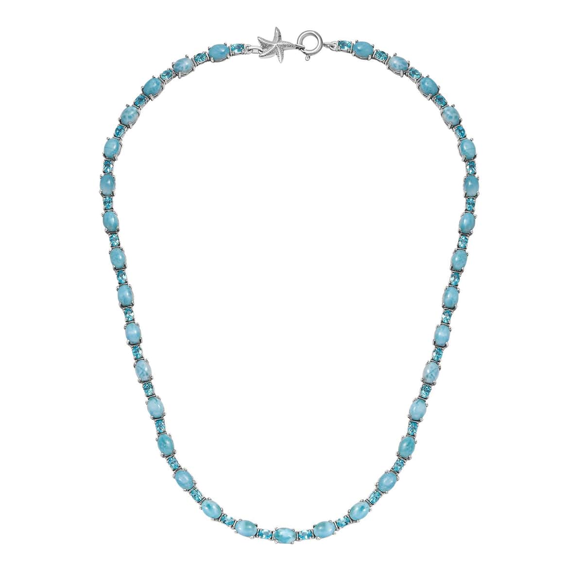 Doorbuster Larimar and Betroka Blue Apatite 39.15 ctw Necklace in Rhodium Over Sterling Silver 18 Inches image number 3