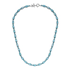 D'Joy Larimar and Betroka Blue Apatite 39.15 ctw Starfish Necklace in Rhodium Over Sterling Silver 18 Inches