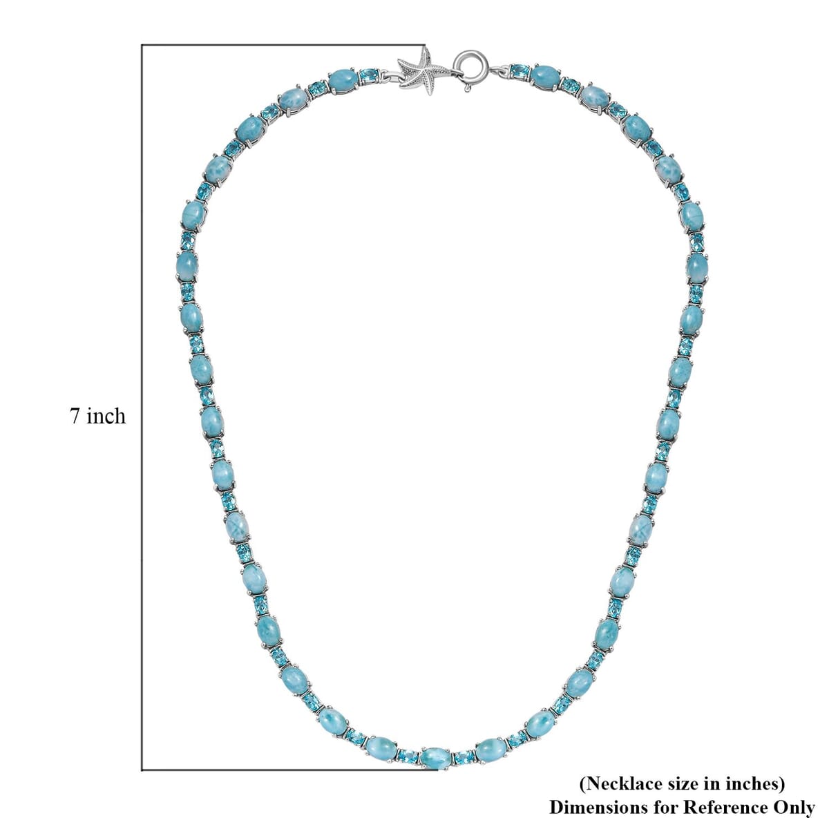 Starfish Necklace with Larimar Center, Rhodium on Sterling Silver, 18-inch Starfish Necklace with Larimar Center, Rhodium on Sterling Silver, 18-inch
