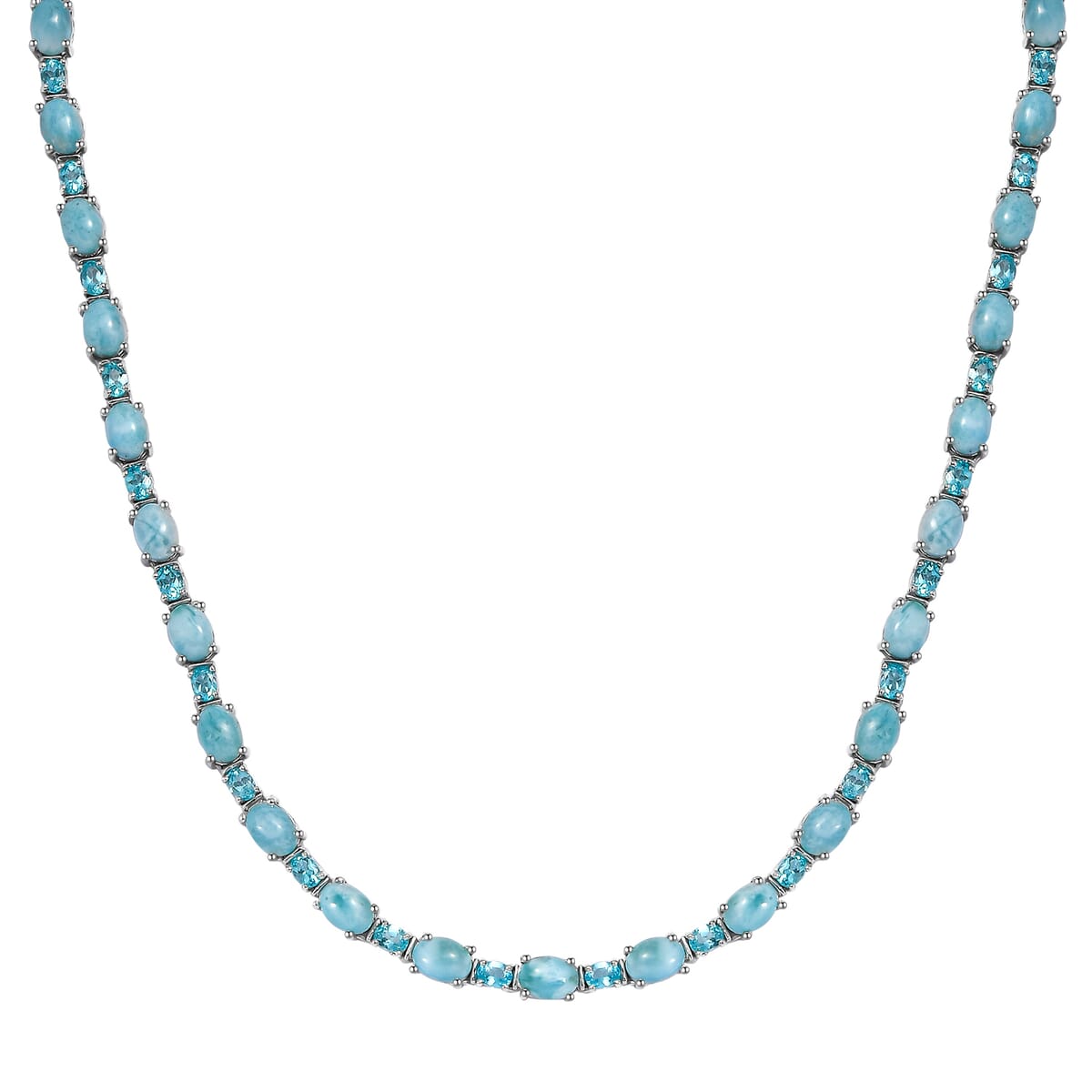 Larimar and Betroka Blue Apatite 39.15 ctw Octopus Necklace in Rhodium Over Sterling Silver 18 Inches image number 0