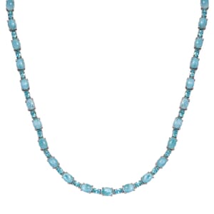 Larimar and Betroka Blue Apatite 39.15 ctw Octopus Necklace in Rhodium Over Sterling Silver 18 Inches