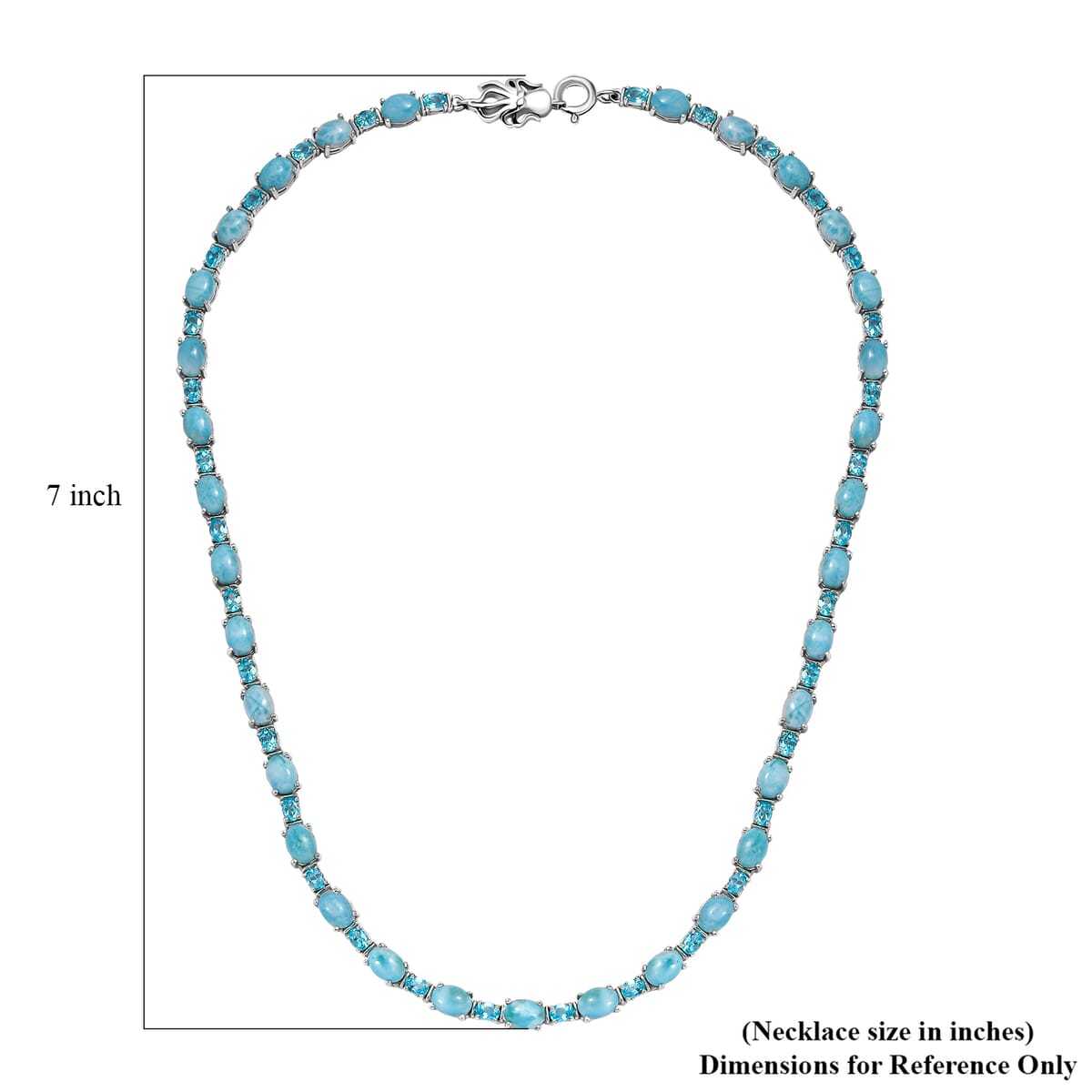 Larimar and Betroka Blue Apatite 39.15 ctw Octopus Necklace in Rhodium Over Sterling Silver 18 Inches image number 5