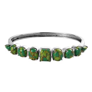 Mojave Green Turquoise 15.15 ctw Bangle Bracelet in Stainless Steel (6.50 In) 