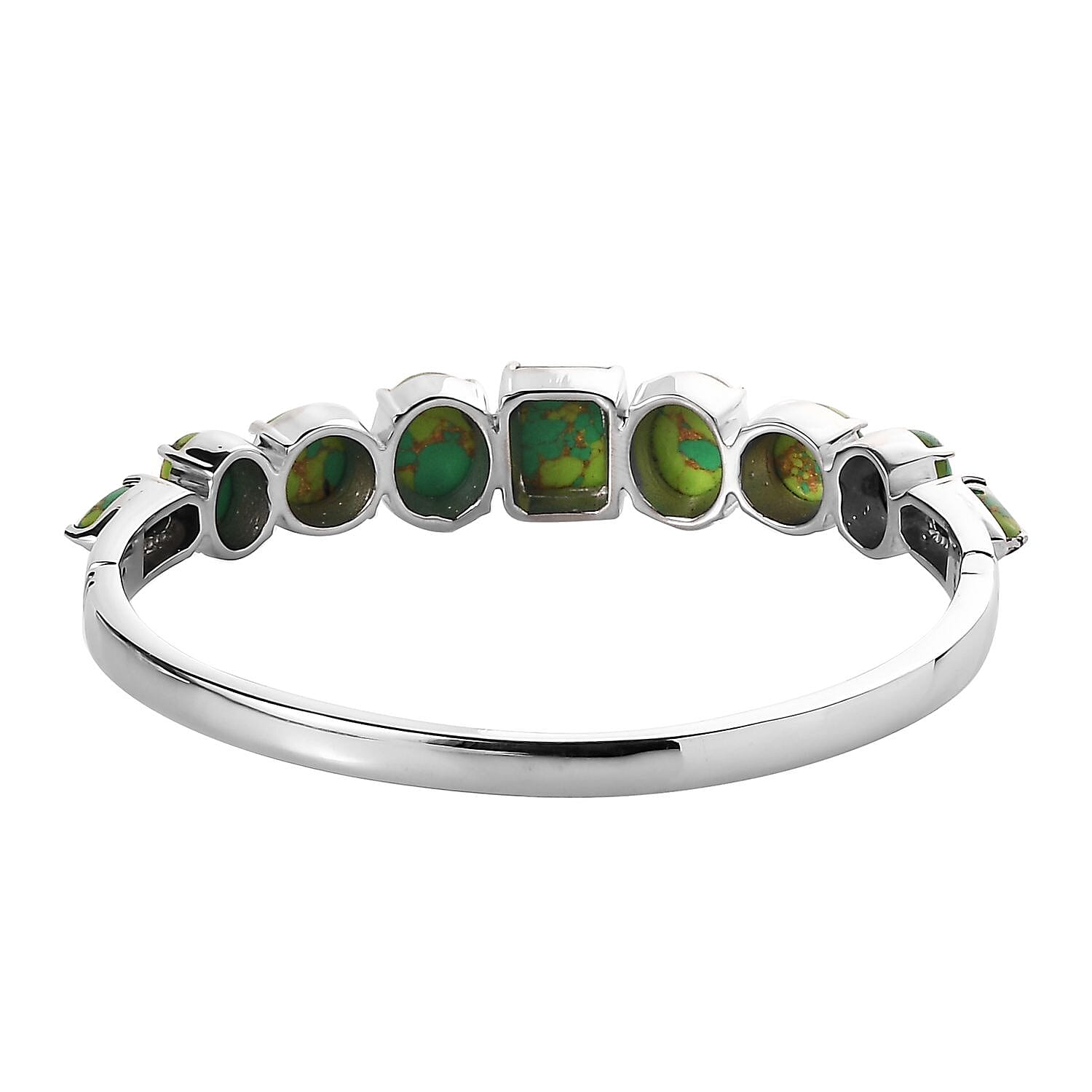 Mojave Green Turquoise 15.15 ctw Bangle Bracelet in Stainless Steel (6.50 In) 