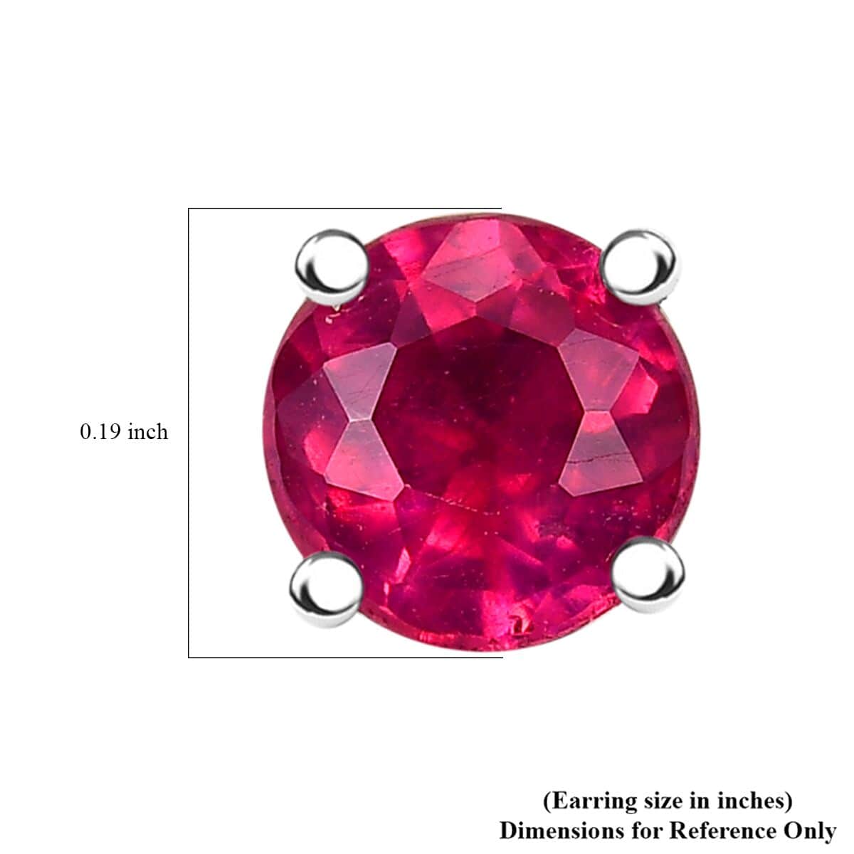 Premium Niassa Ruby (FF) 1.50 ctw Solitaire Stud Earrings in Rhodium Over Sterling Silver image number 4