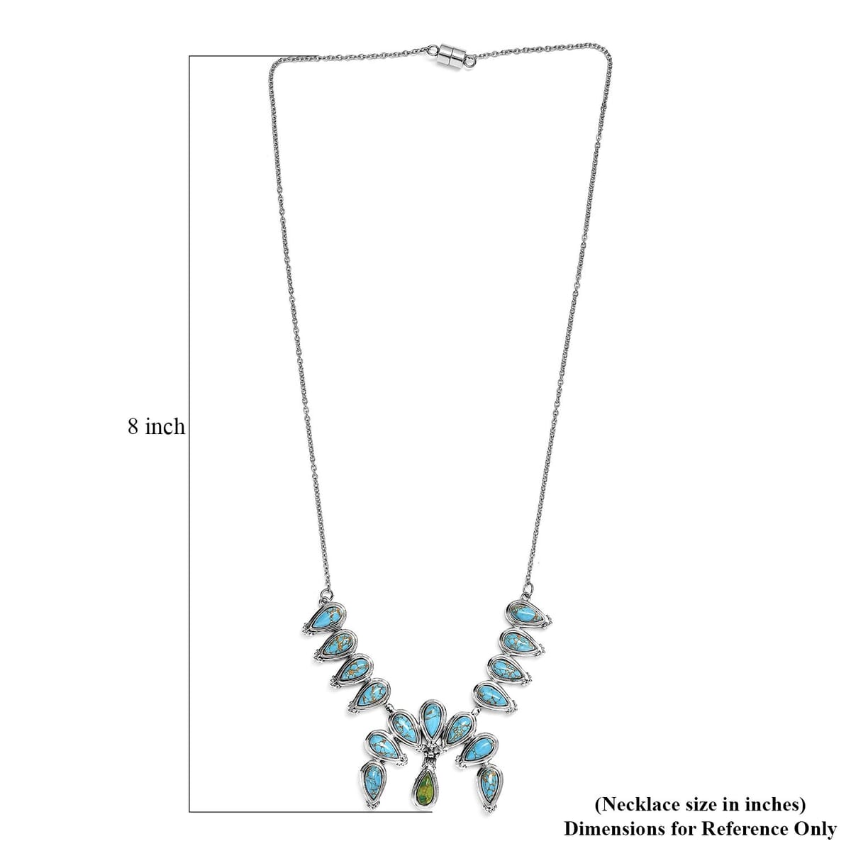 Mojave Green and Blue Turquoise 9.30 ctw Necklace 18 Inches in Stainless Steel image number 5
