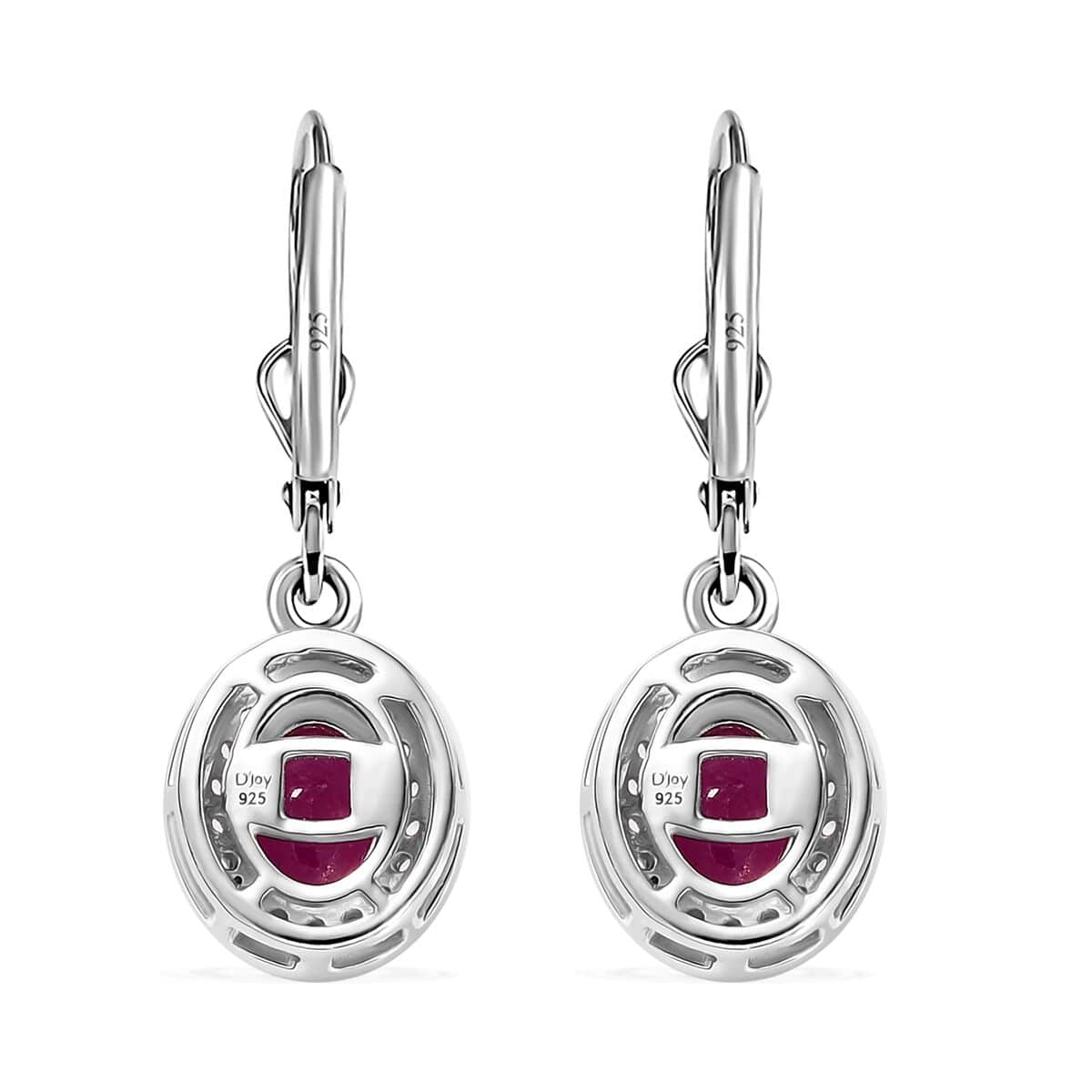 Premium Niassa Ruby (FF) and White Zircon 2.75 ctw Sunburst Earrings in Rhodium Over Sterling Silver image number 3