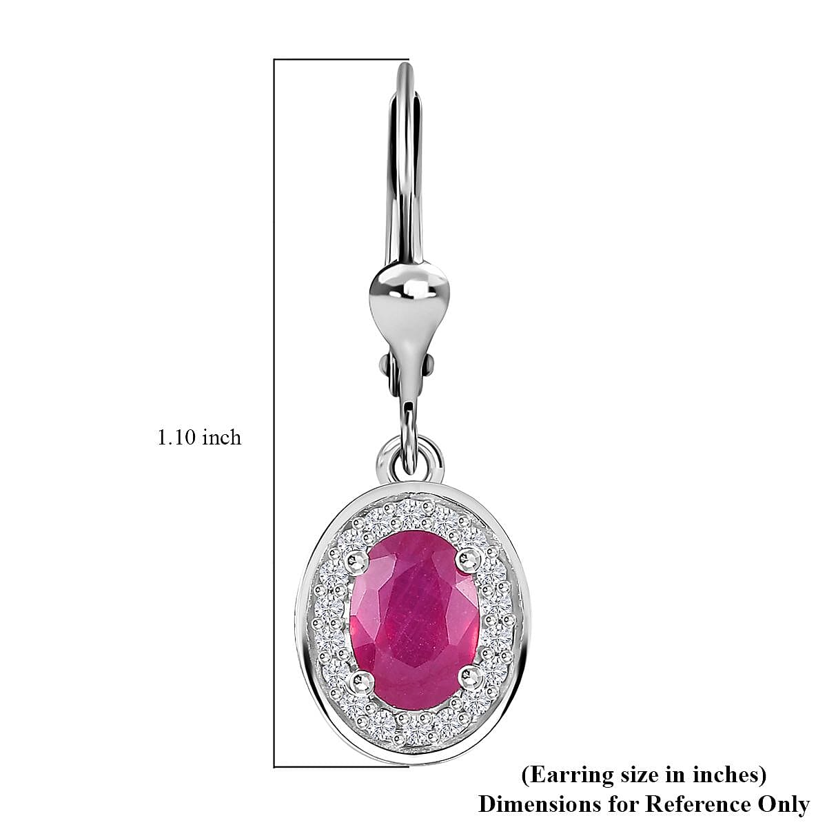 Premium Niassa Ruby (FF) and White Zircon 2.75 ctw Sunburst Earrings in Rhodium Over Sterling Silver