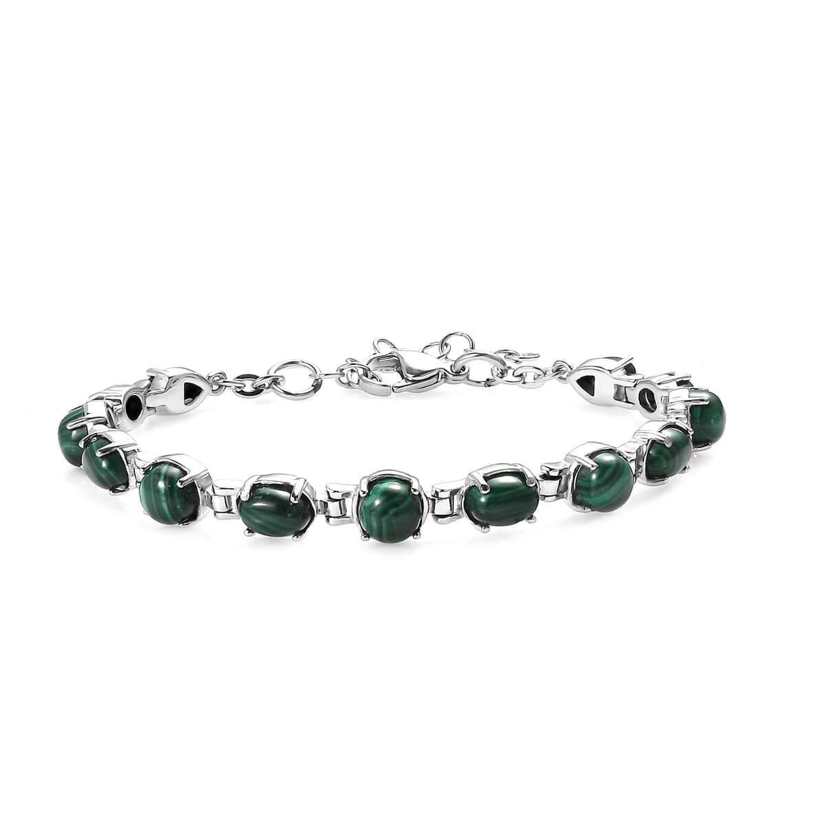 African Malachite 17.15 ctw Bracelet in Stainless Ste (6.50 In)  image number 0