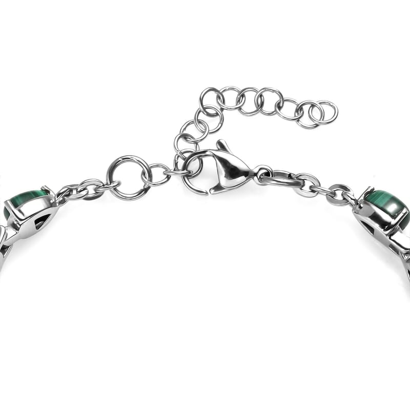 African Malachite 17.15 ctw Bracelet in Stainless Ste (6.50 In) 