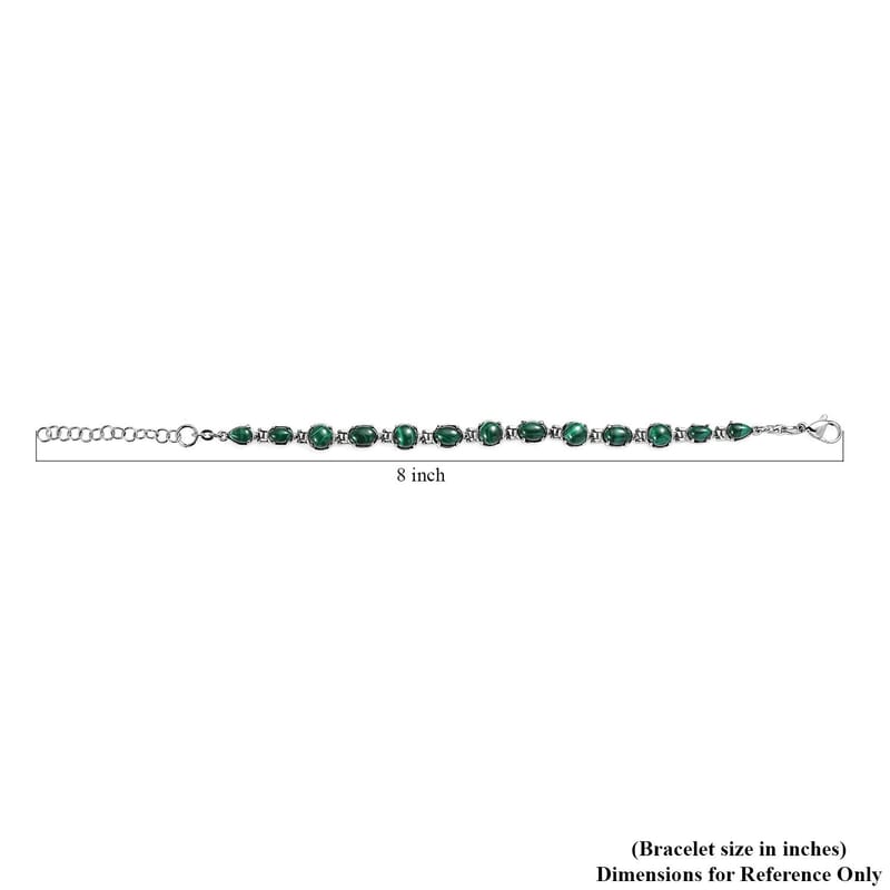 African Malachite 17.15 ctw Bracelet in Stainless Ste (6.50 In) 