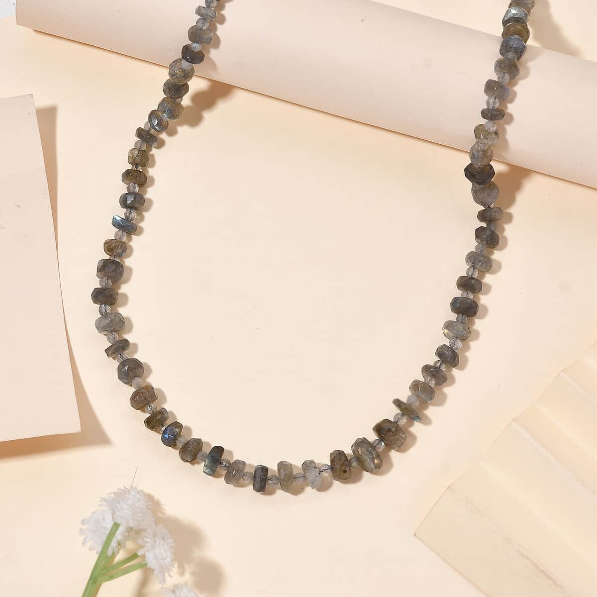 Malagasy Labradorite Necklace (20 Inches) in Stainless Steel 126.50 ctw image number 1