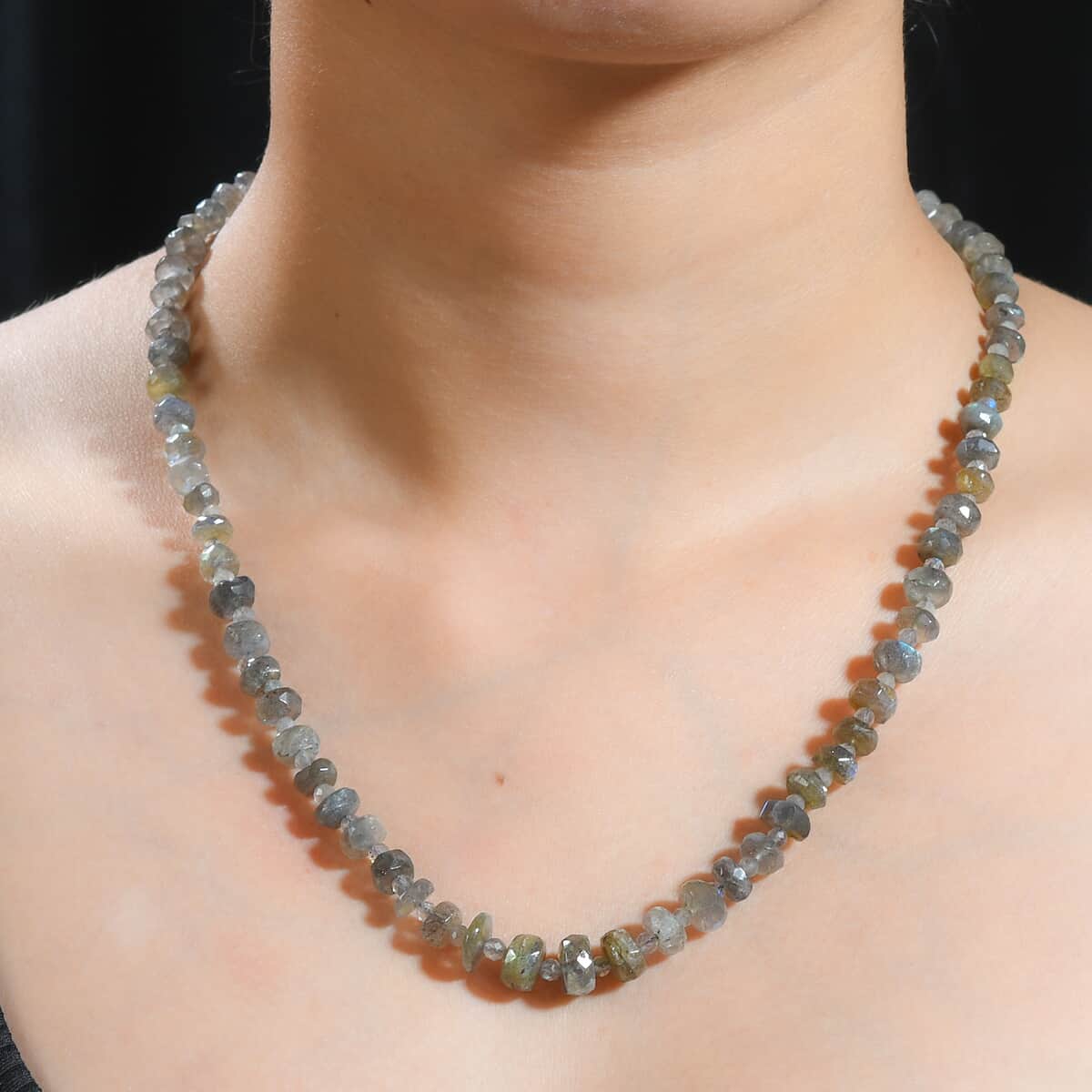 Malagasy Labradorite Necklace (20 Inches) in Stainless Steel 126.50 ctw image number 2