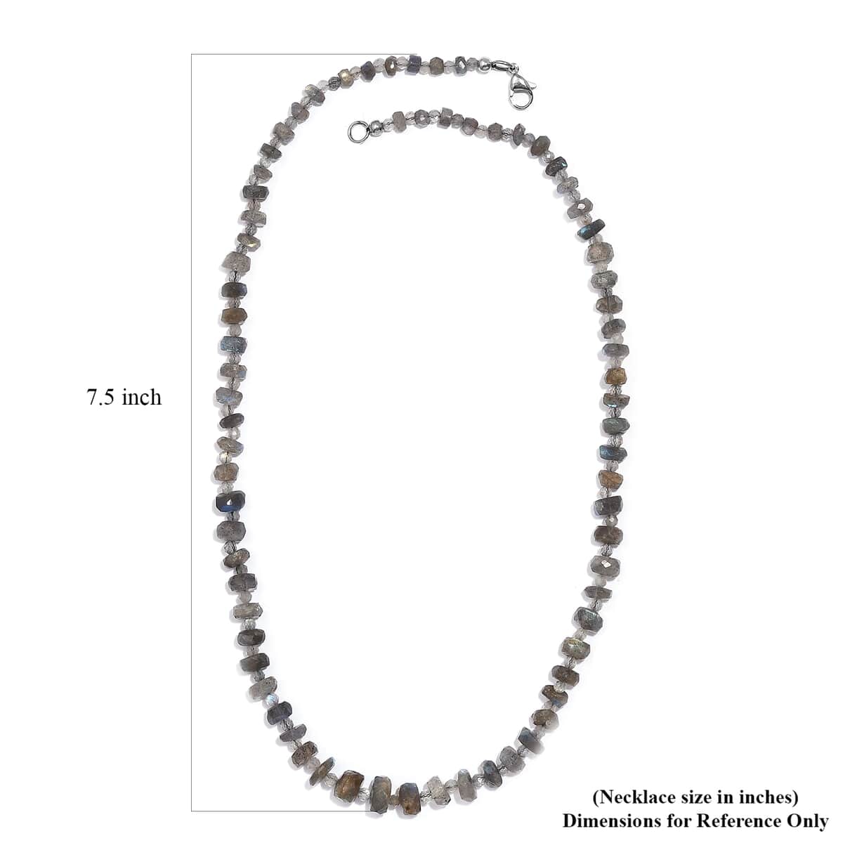 Malagasy Labradorite Necklace (20 Inches) in Stainless Steel 126.50 ctw image number 5