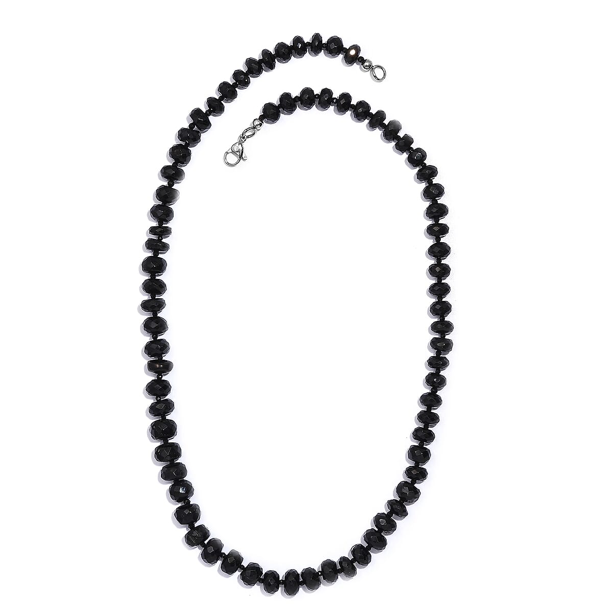 Thai Black Spinel Beaded 252.00 ctw Necklace 20 Inches in Stainless Steel  image number 3