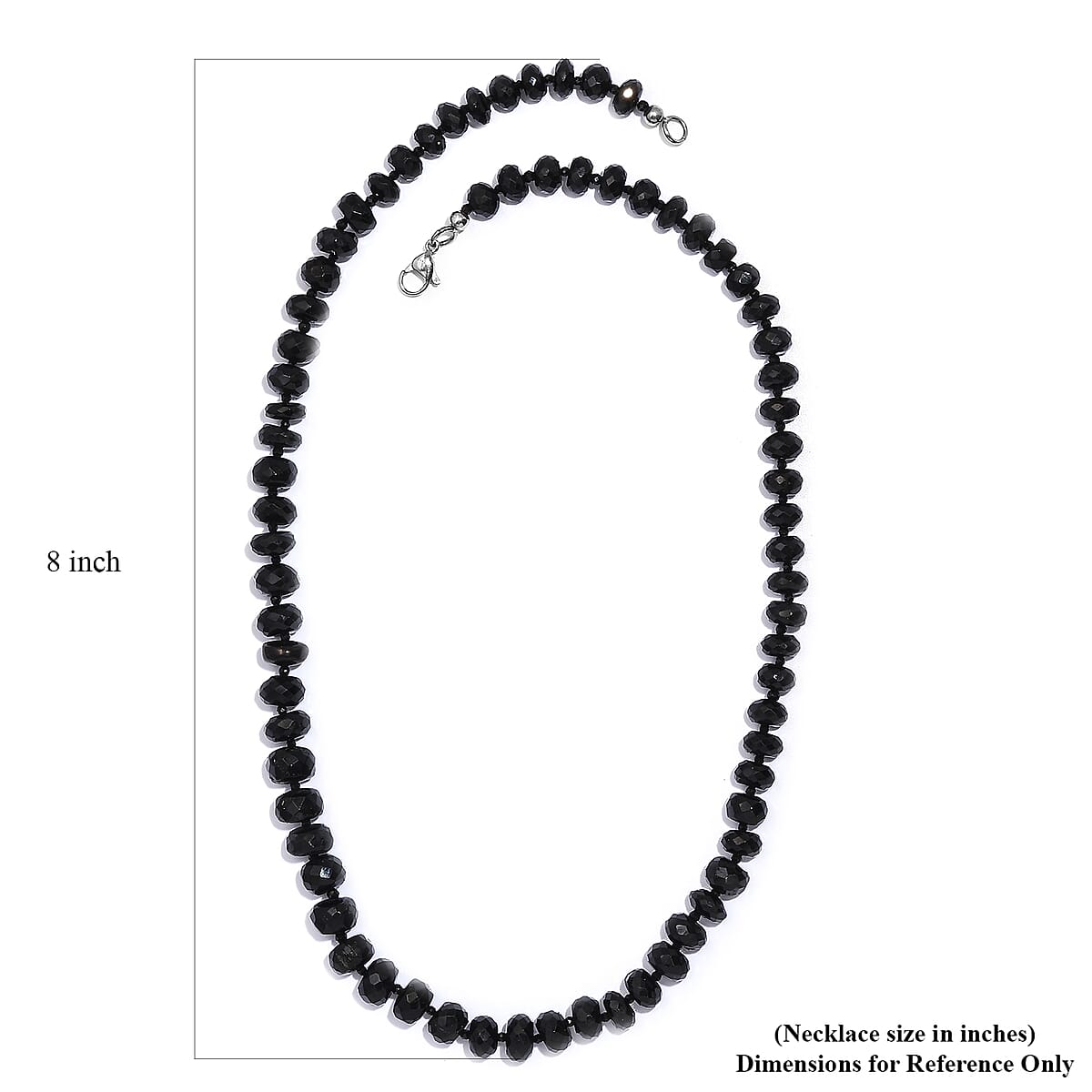 Thai Black Spinel Beaded 252.00 ctw Necklace 20 Inches in Stainless Steel  image number 5
