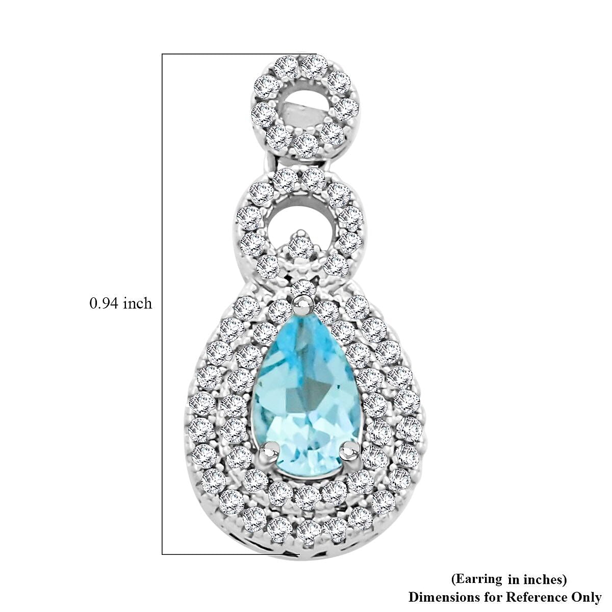 Blue Topaz and Simulated Diamond 3.85 ctw Teardrop Earrings in Silvertone