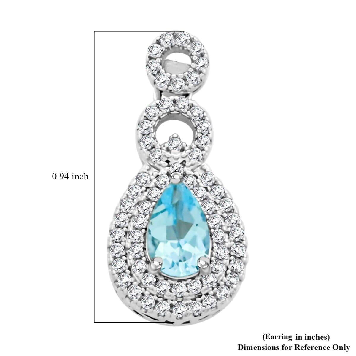 Blue Topaz and Simulated Diamond 3.85 ctw Teardrop Earrings in Silvertone image number 4