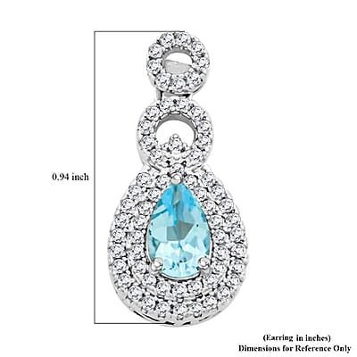 Blue Topaz and Simulated Diamond 3.85 ctw Teardrop Earrings in Silvertone