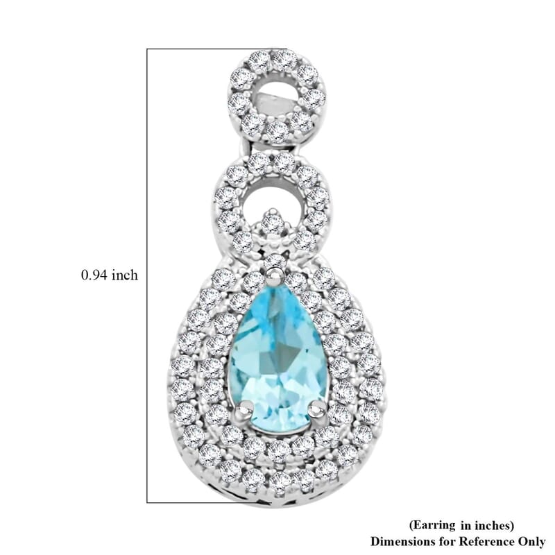 Blue Topaz and Simulated Diamond 3.85 ctw Teardrop Earrings in Silvertone