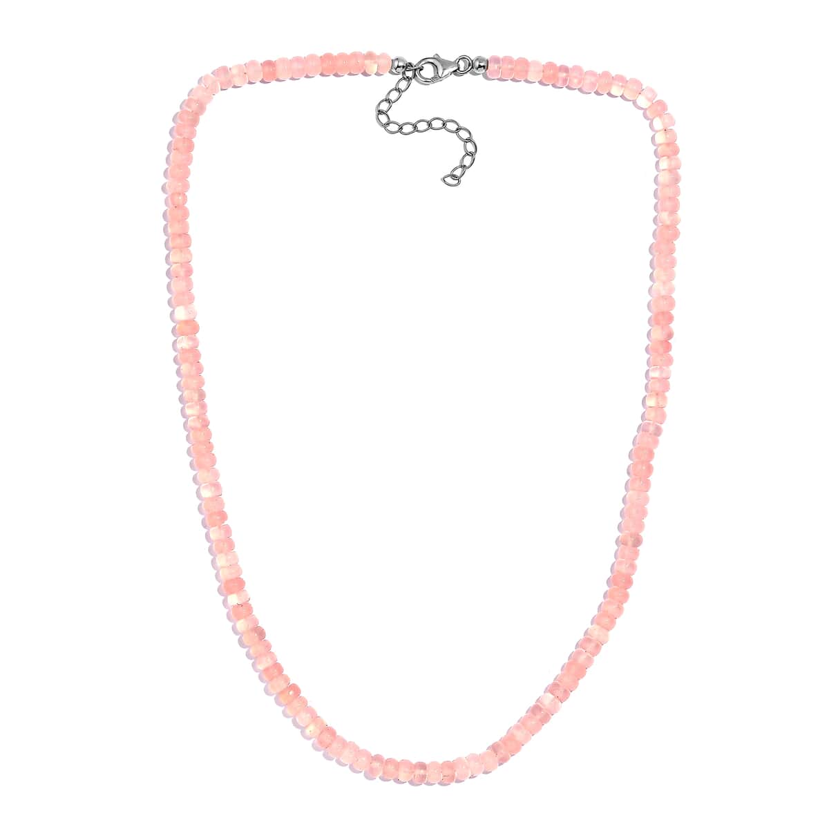 Enhanced Pink Chalcedony 97.00 ctw Necklace 18 Inches in Rhodium Over Sterling Silver  image number 3