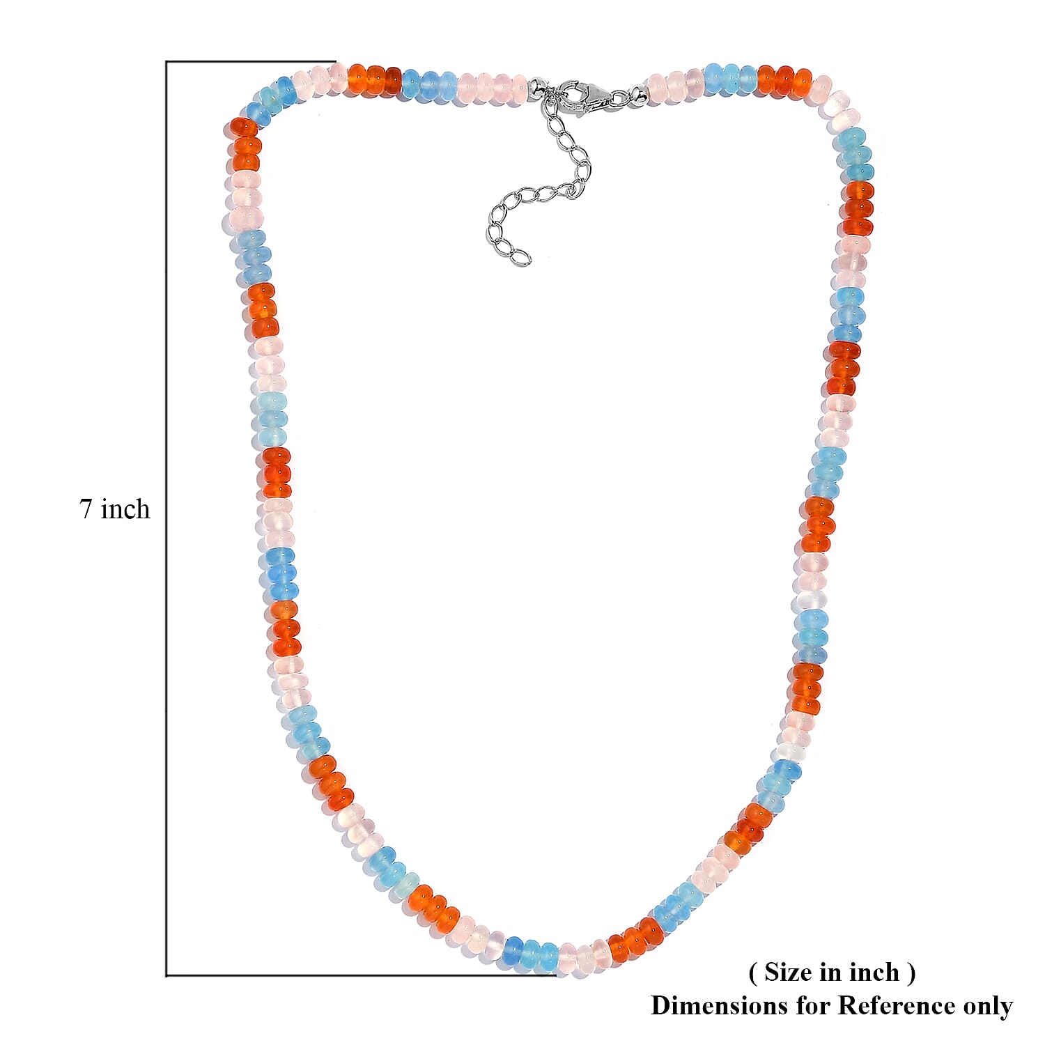 Pink and Blue Chalcedony (D), Carnelian 97.80 ctw Necklace 18 Inches