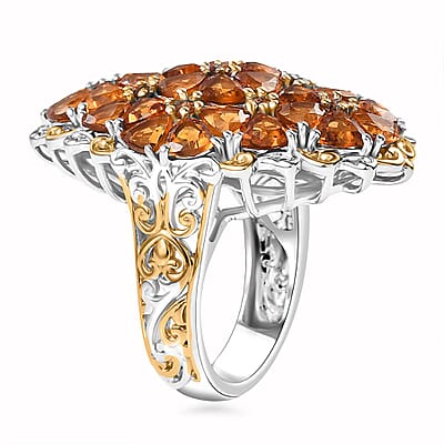 Santa Ana Madeira Citrine 7.15 ctw Bunch of Flower Ring in 18K Vermeil YG and Rhodium Over Sterling Silver (Size 10.0)