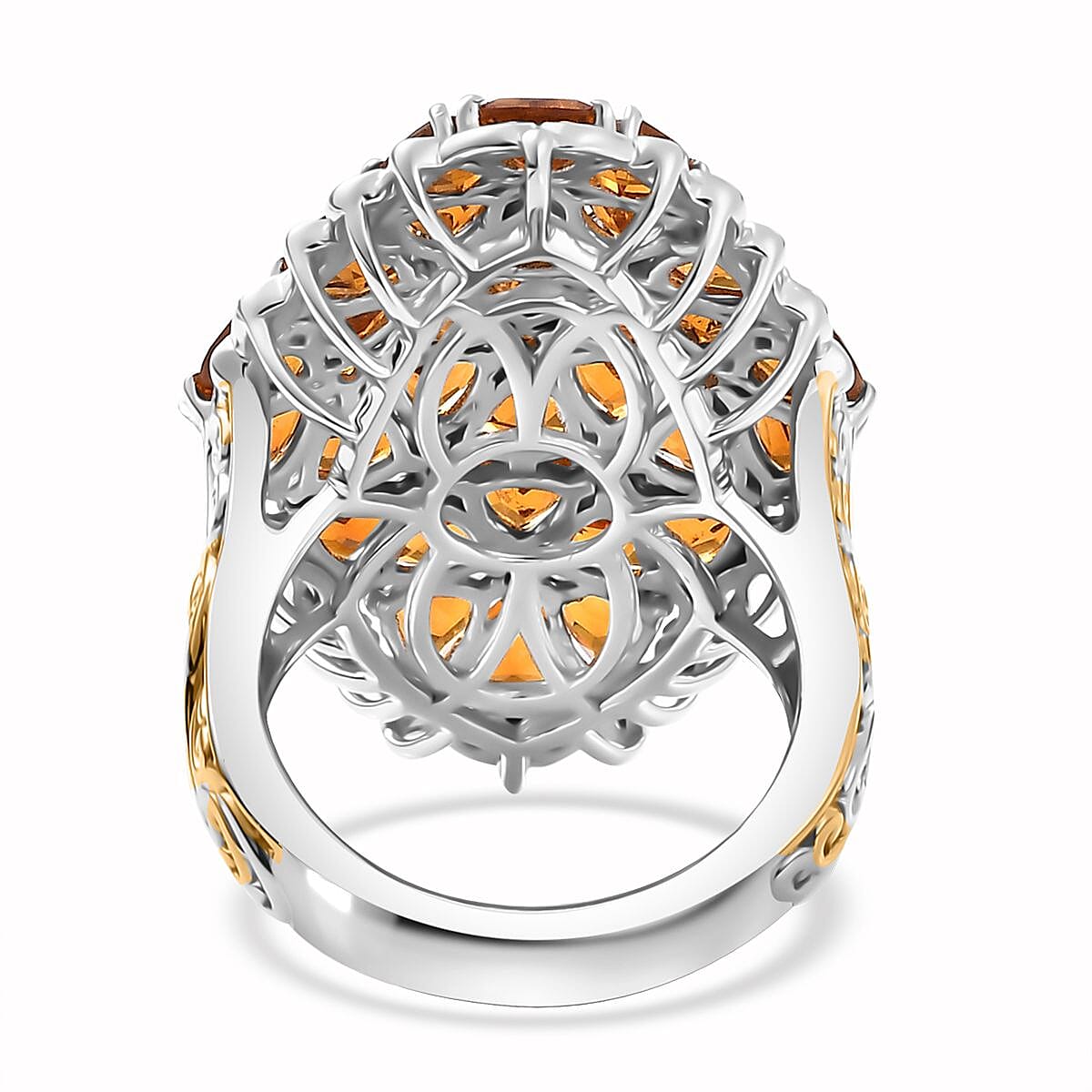 Santa Ana Madeira Citrine 7.15 ctw Bunch of Flower Ring in 18K Vermeil YG and Rhodium Over Sterling Silver (Size 10.0)