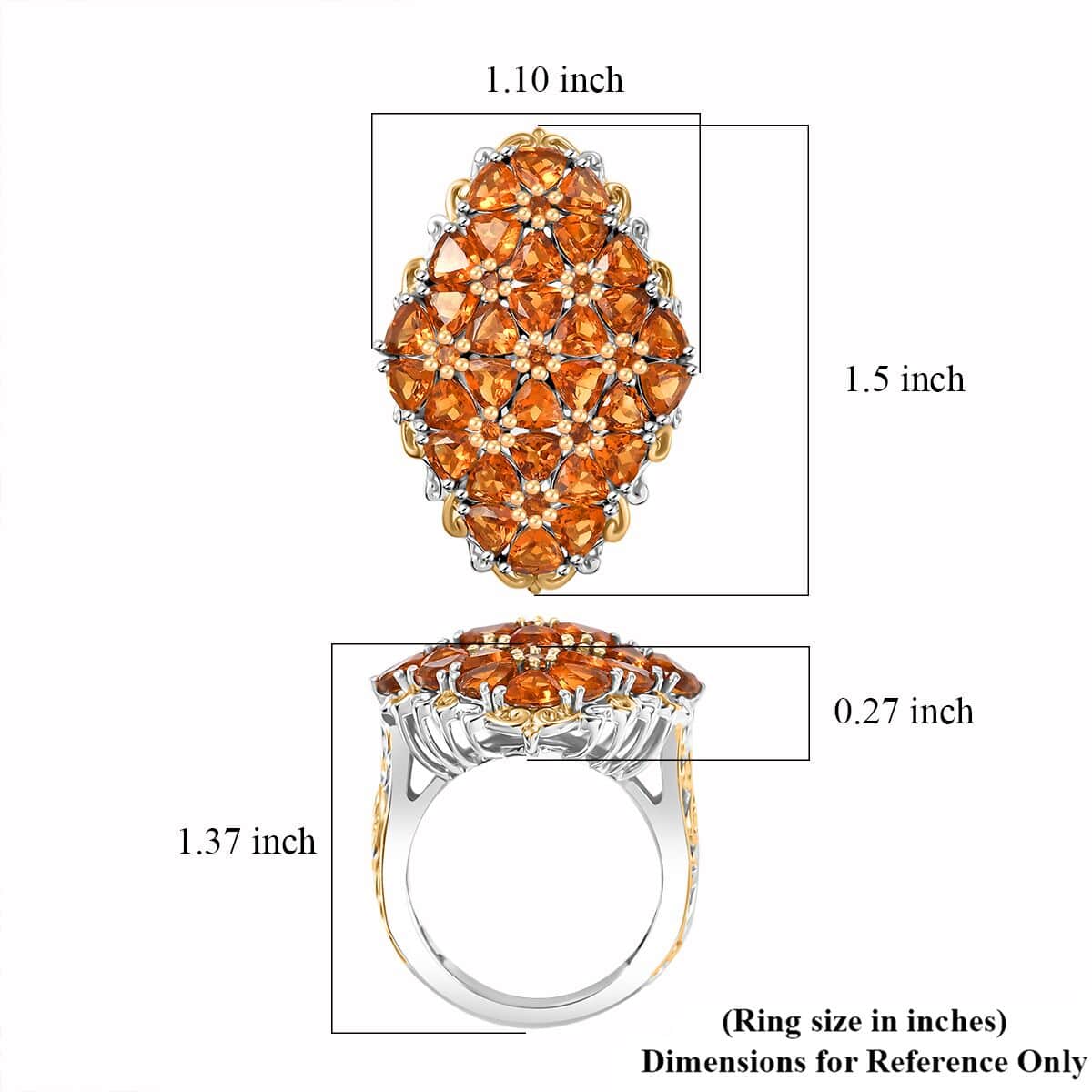 Santa Ana Madeira Citrine 7.15 ctw Bunch of Flower Ring in 18K Vermeil YG and Rhodium Over Sterling Silver (Size 10.0) image number 5