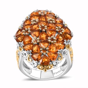 Santa Ana Madeira Citrine 7.15 ctw Bunch of Flower Ring in 18K Vermeil YG and Rhodium Over Sterling Silver (Size 7.0)