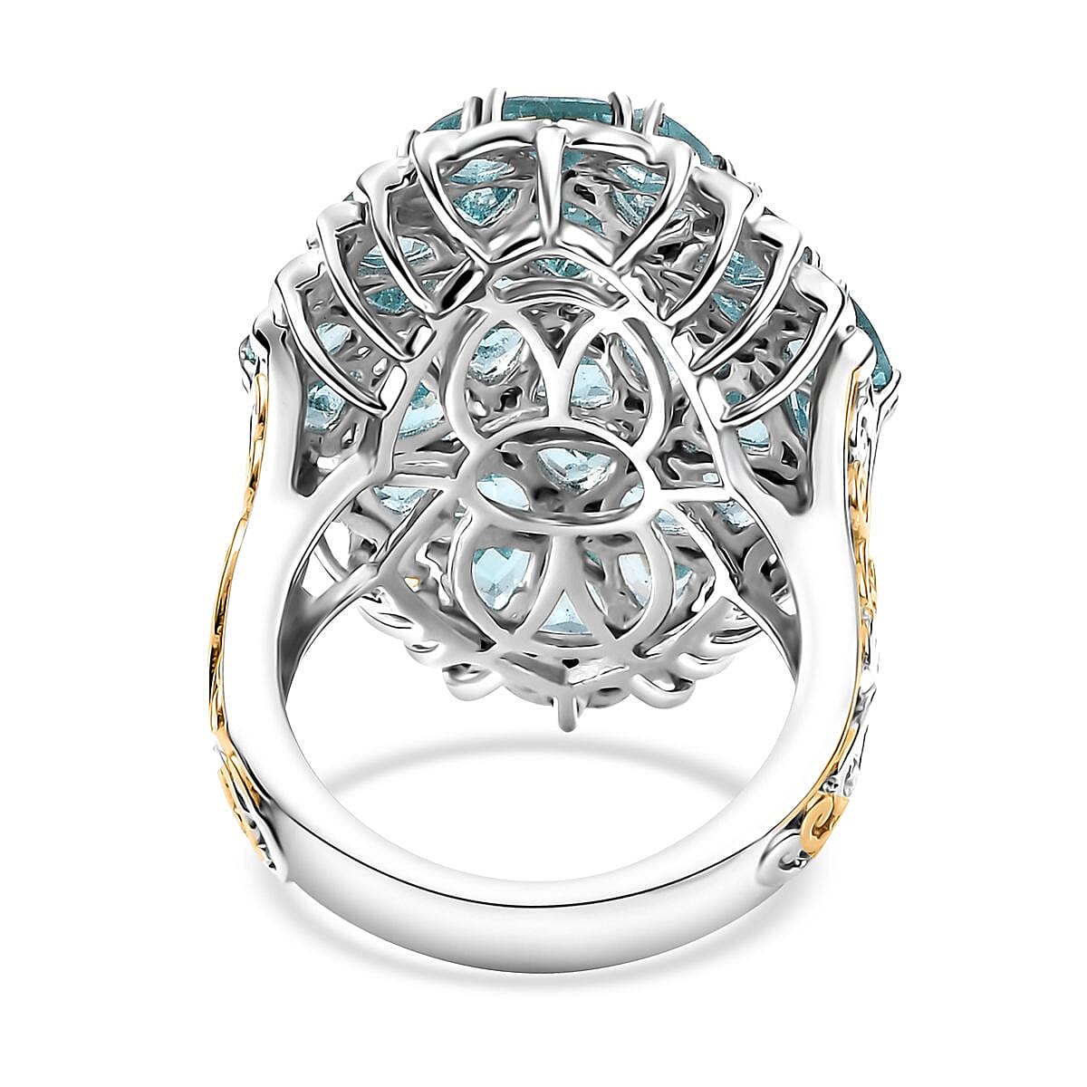 Betroka Blue Apatite 7.65 ctw Bunch of Flower Ring in 18K Vermeil YG and Rhodium Over Sterling Silver (Size 5.0) image number 3