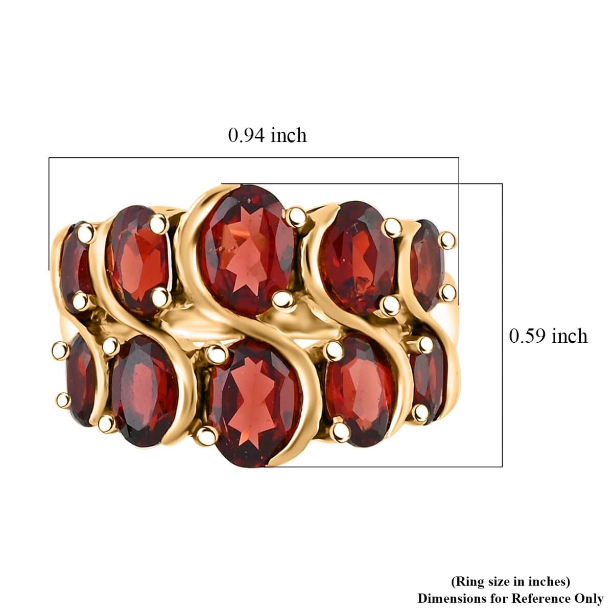 Mozambique Garnet 5.50 ctw Ring in Goldtone (Size 8.0) image number 3