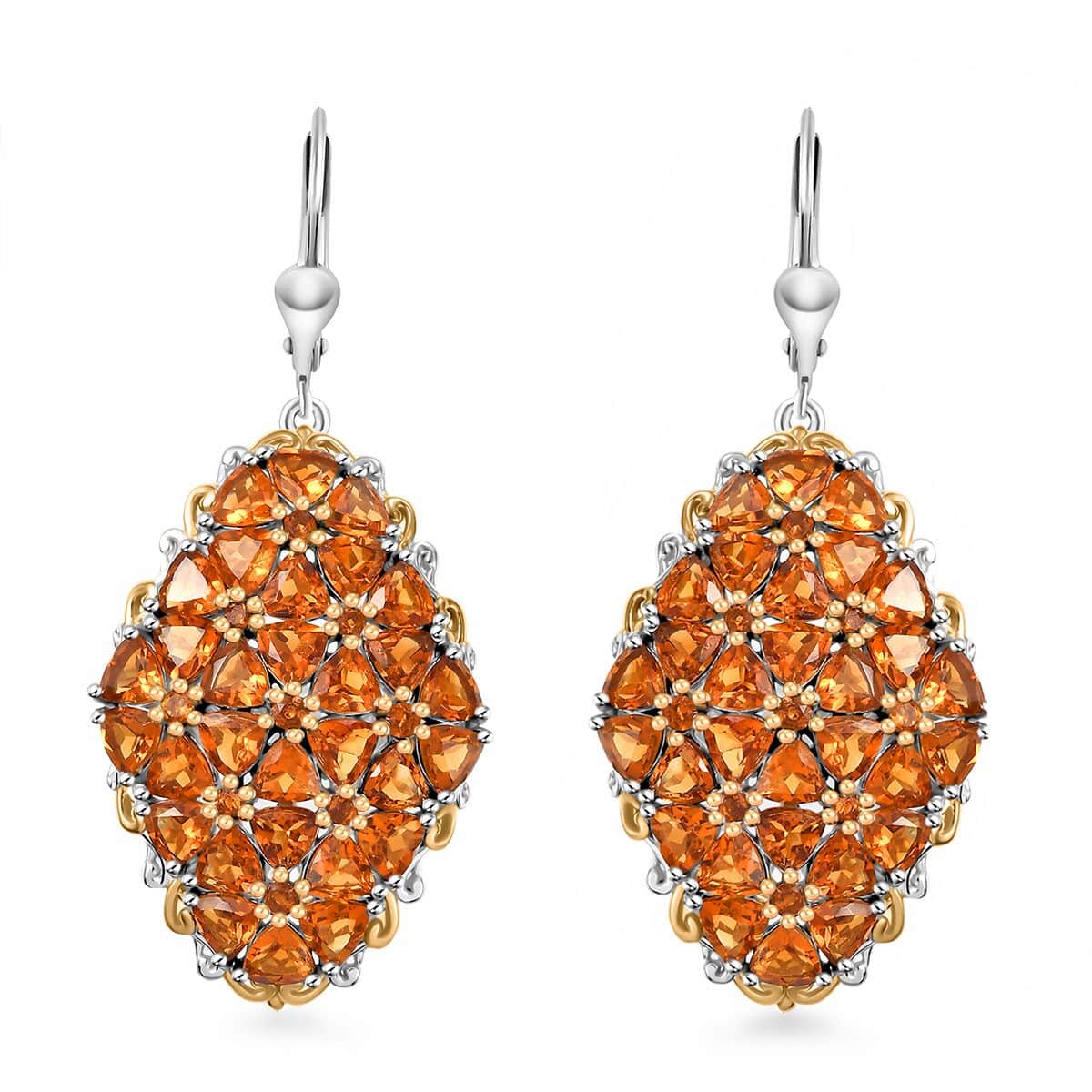 Santa Ana Madeira Citrine 8.40 ctw Lever Back Earrings in 18K Vermeil YG and Rhodium Over Sterling Silver image number 0