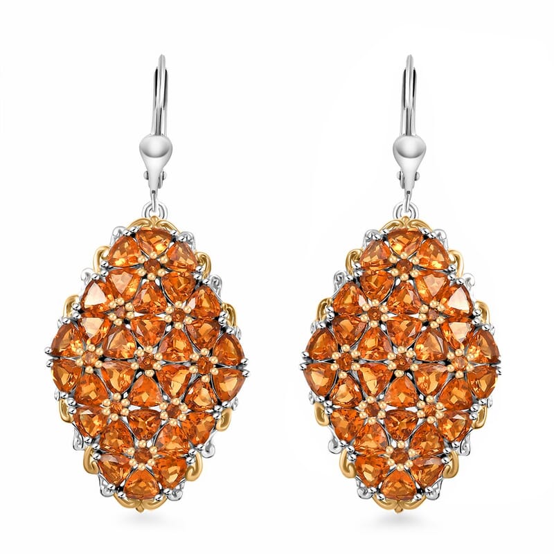 D'Joy Santa Ana Madeira Citrine 8.40 ctw Bunch of Flower Earrings in 18K Vermeil YG and Rhodium Over Sterling Silver