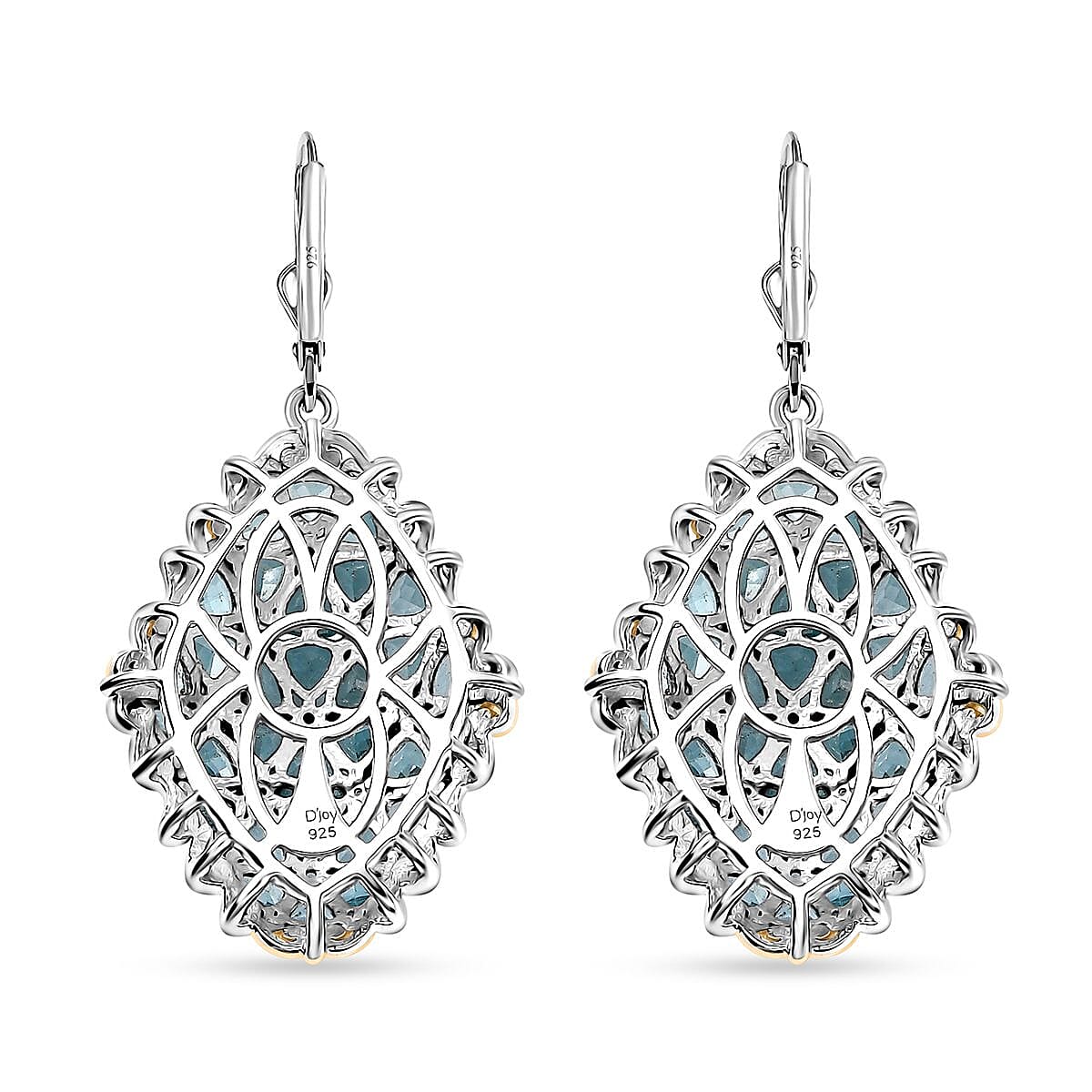 D'Joy Betroka Blue Apatite 11.10 ctw Bunch of Flower Earrings in 18K Vermeil YG and Rhodium Over Sterling Silver  image number 3