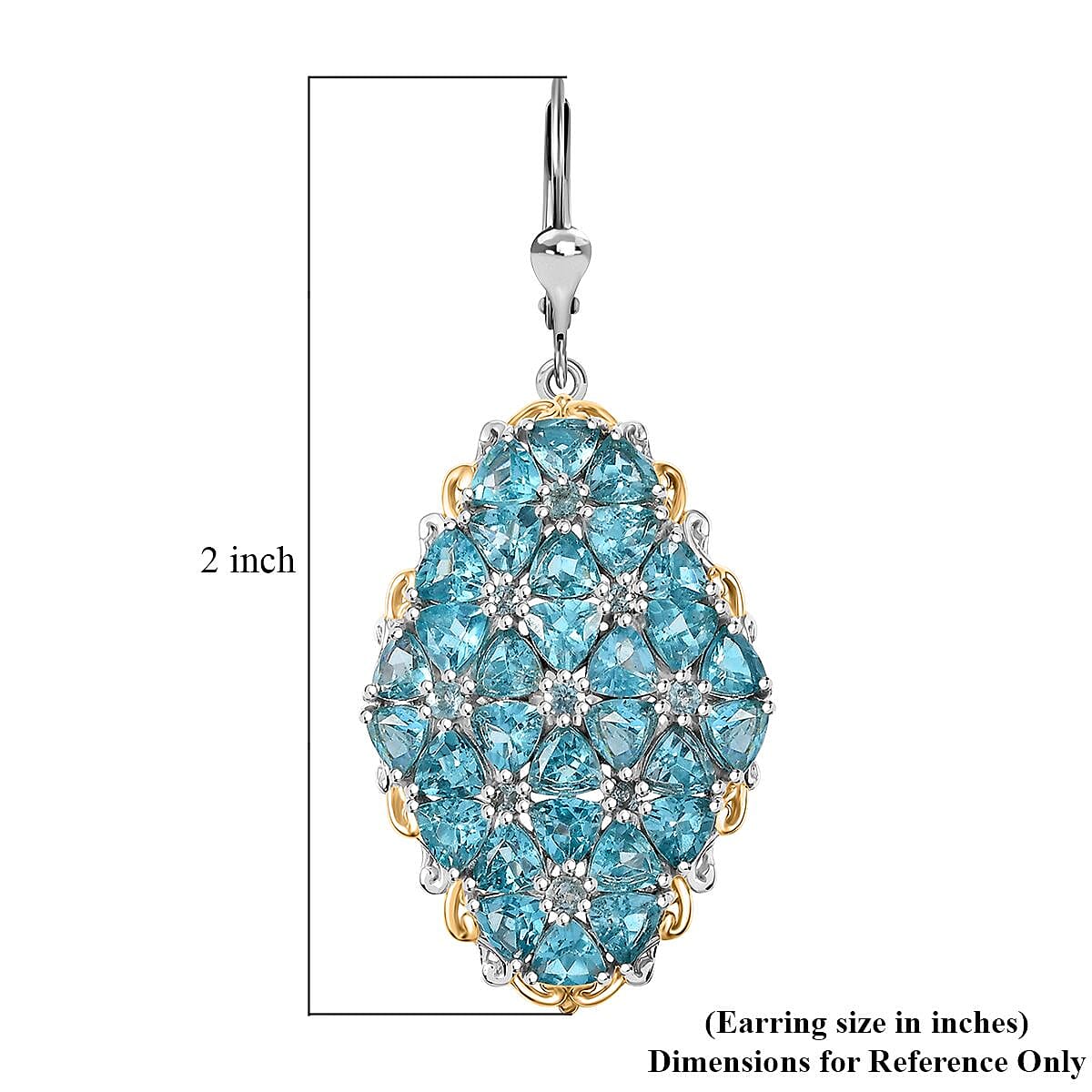 D'Joy Betroka Blue Apatite 11.10 ctw Bunch of Flower Earrings in 18K Vermeil YG and Rhodium Over Sterling Silver  image number 4