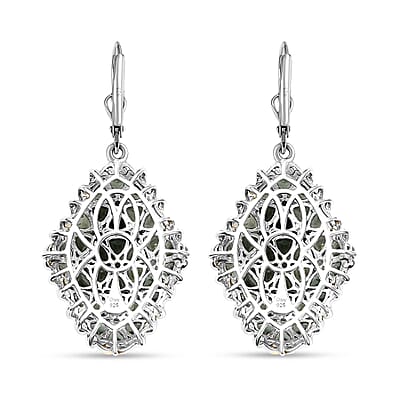 D'Joy Tanzania Natural Green Apatite 12.10 ctw Cluster Earrings in 18K Vermeil YG and Rhodium Over Sterling Silver