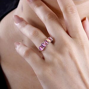 Flamingo Moonstone 2.70 ctw Ring in Rhodium Over Sterling Silver (Size 8)