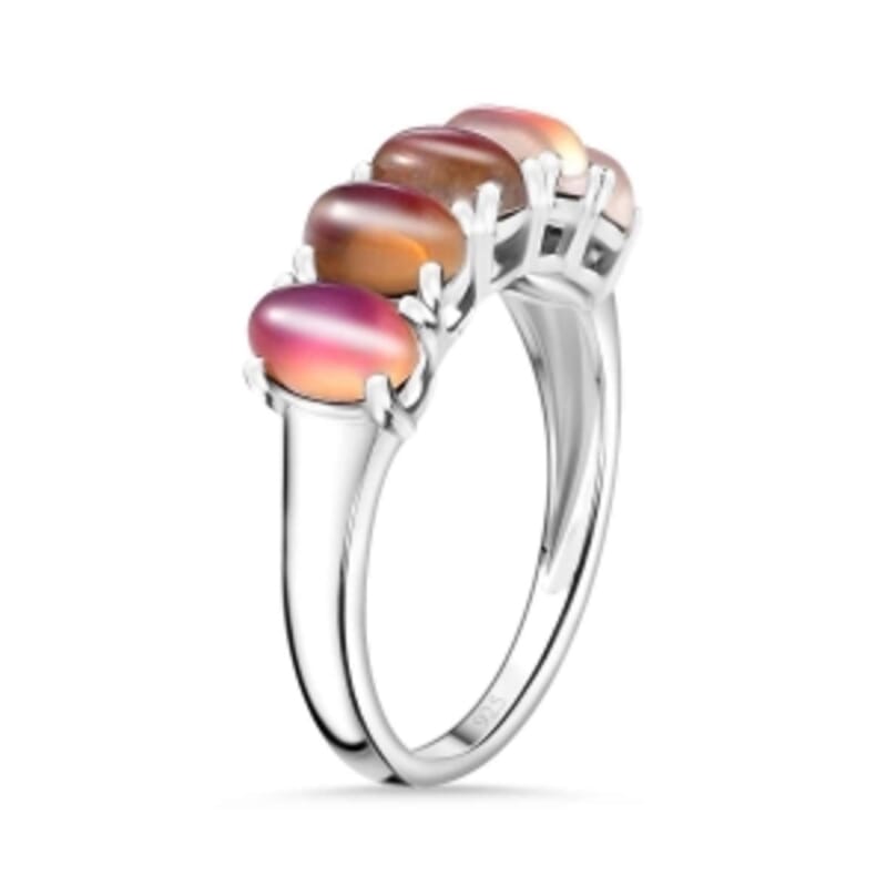 Flamingo Moonstone 2.70 ctw Ring in Rhodium Over Sterling Silver (Size 8)