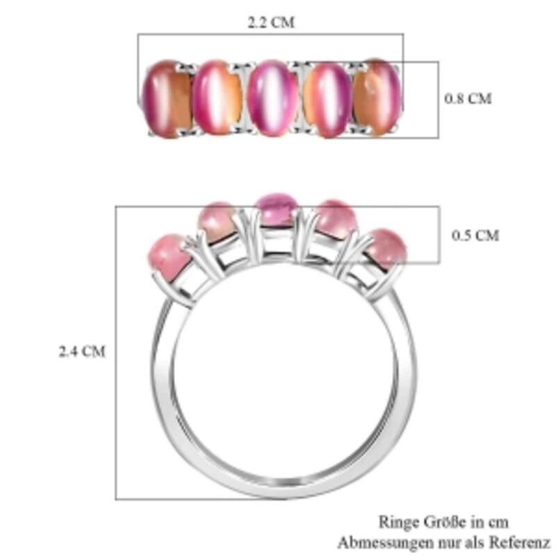 Flamingo Moonstone 2.70 ctw Ring in Rhodium Over Sterling Silver (Size 8)