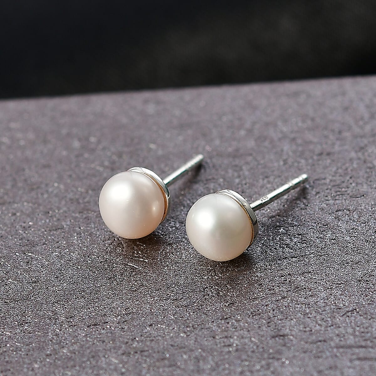 White Fresh Water Pearl Earrings in Sterling Silver image number 1