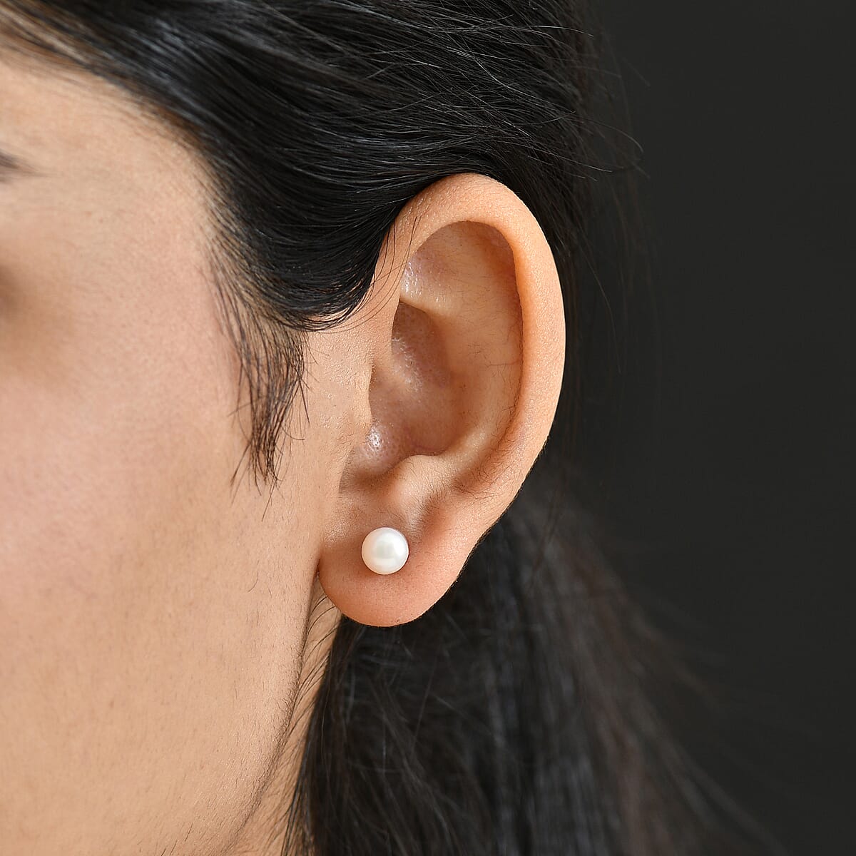 White Fresh Water Pearl Earrings in Sterling Silver image number 2