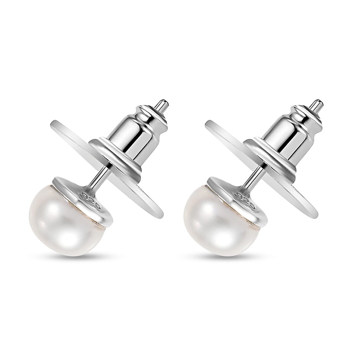 White Fresh Water Pearl Earrings in Sterling Silver image number 3