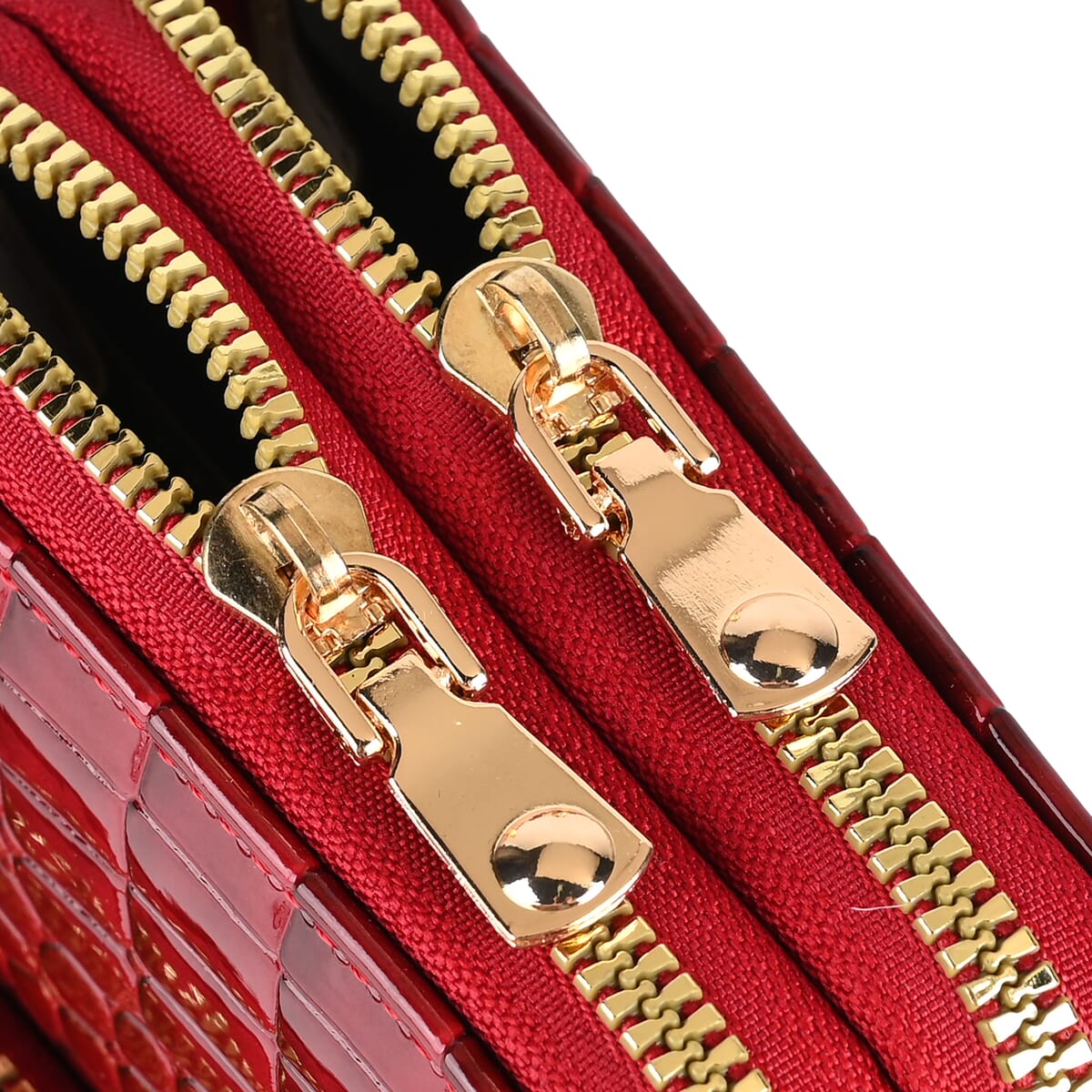 Passage Burgundy Crocodile Embossed Faux Leather Crossbody Bag with Shoulder Strap 47 Inches image number 6